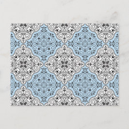 Postal Floritura de patrón rococó azul