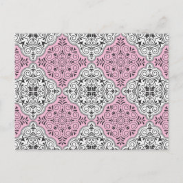 Postal Floritura de patrón rococó rosa