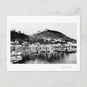 Postal Flota pesquera y montaña de ciervos en Ketchikan