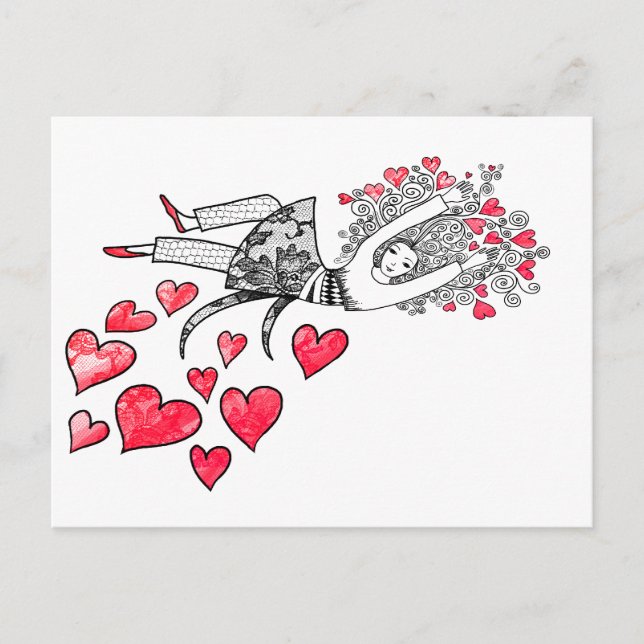 Postal Flotando en el amor (Anverso)