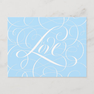 Postal Flouried Blue LOVE Calligraphy Lettering