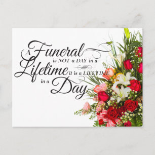 Postal Flower bouquet script comenta el funeral