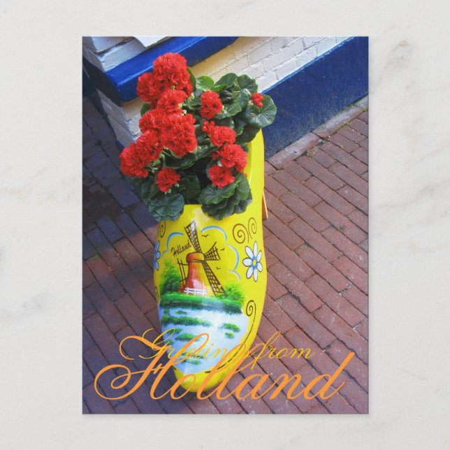 Postal Flower Clog Greetings from Holland Postcard (Anverso)