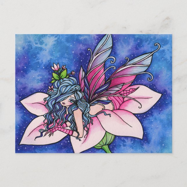 Postal Flower Fairy Fantasy Art Postcard por Hannah Lynn (Anverso)