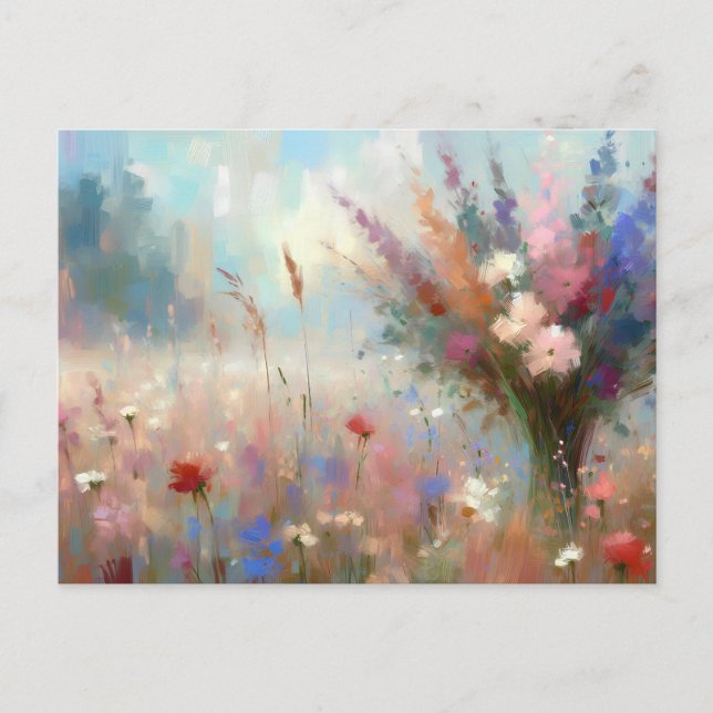 Postal  Flower Field Nature Scene Impressionist Art (Anverso)