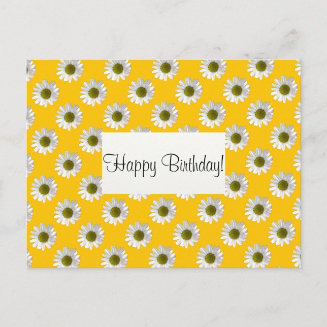 Postal Flower floral design daisises on amarillo (Anverso)