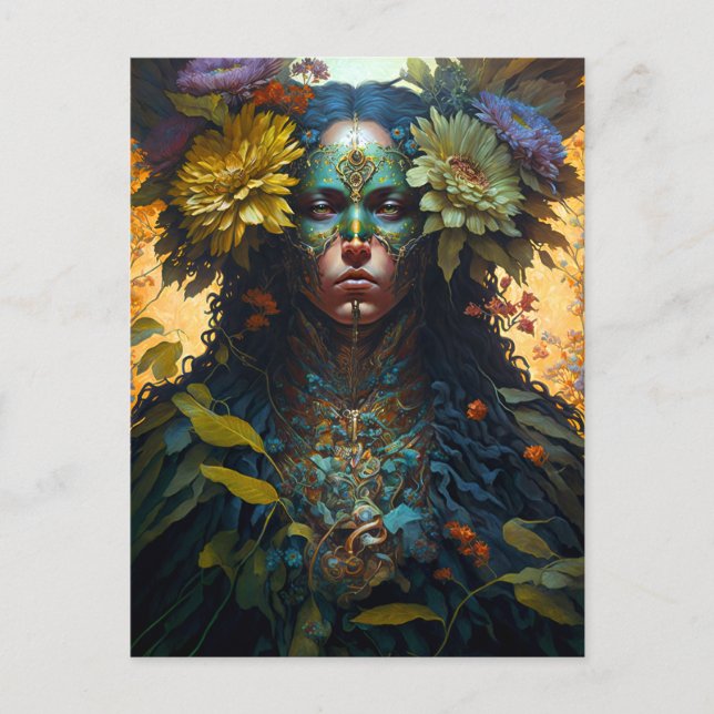Postal Flower Goddess Fantasy Art (Anverso)
