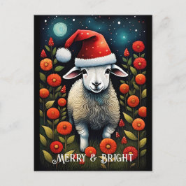Postal Flower Santa Cute Baby Sheep Navidades
