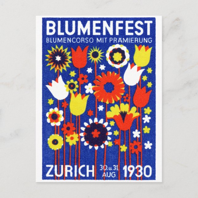 Postal Flower Show de Suiza 1930 (Anverso)