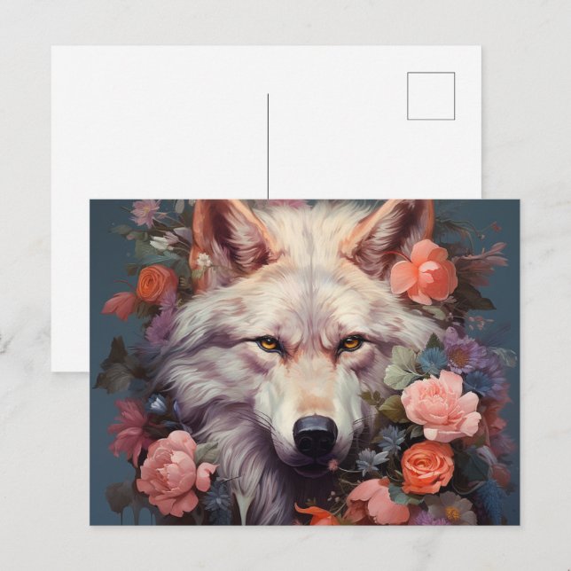 Postal Flowers and the wolf (Anverso / Reverso)