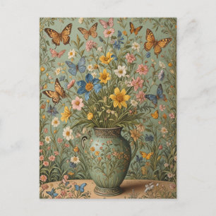 Postal Flowers Butterflies Vase