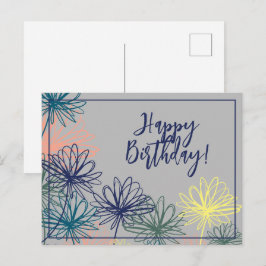 Postal Flowers Happy Birthday