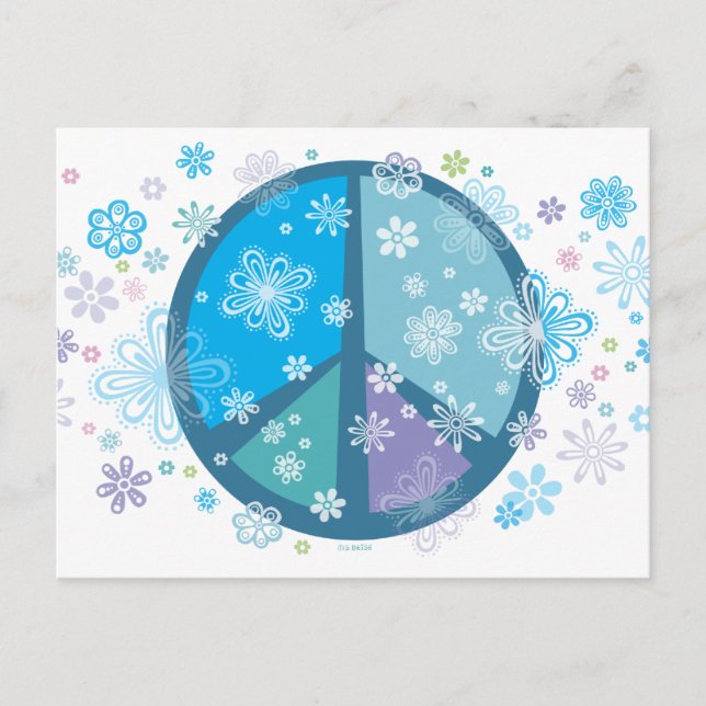 Postal Flowery Peace Sigh POSTCARD (Anverso)