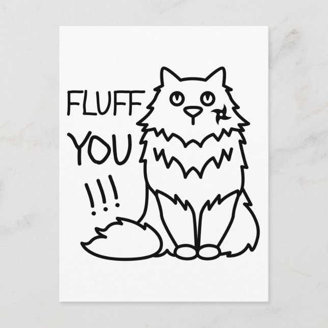 Postal Fluff you - Gracioso Gato Blanco y Negro Mínimo (Anverso)