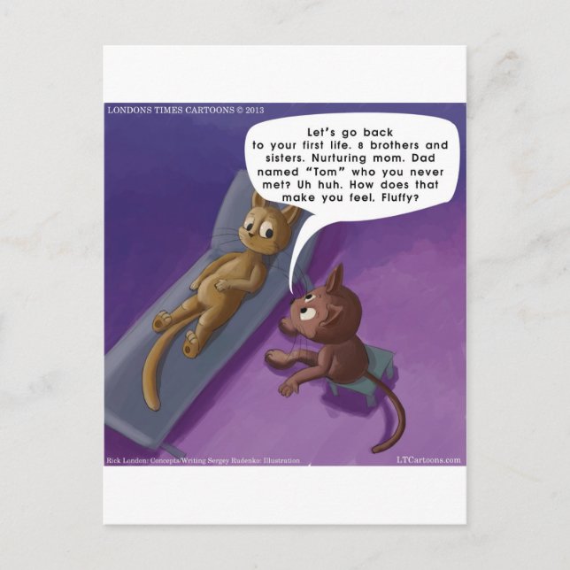 Postal Fluffy En Terapia Divertido Personalizado De Gatos (Anverso)