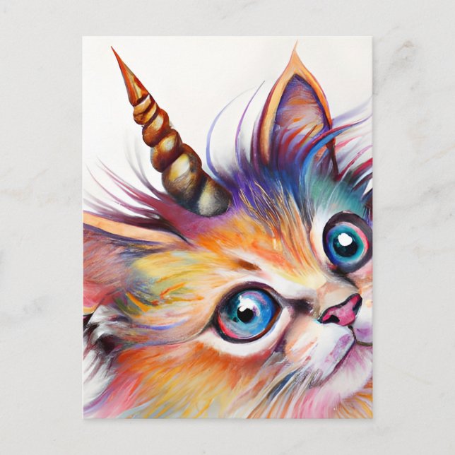 Postal Fluffy Kitten Unicorn (Anverso)