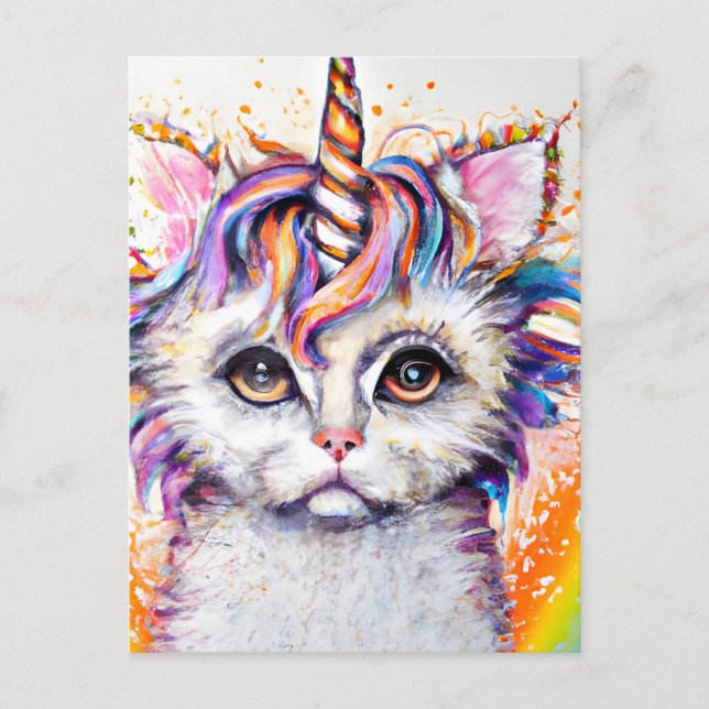 Postal Fluffy Kitten Unicorn (Anverso)