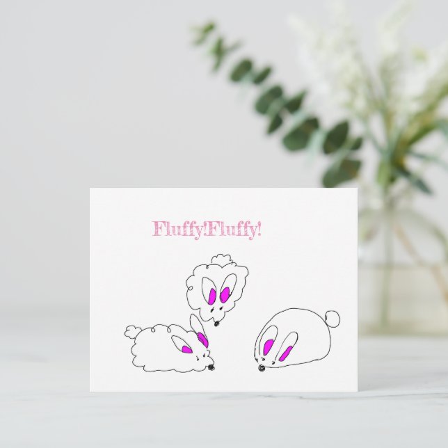 Postal Fluffy rabbits card (Anverso de pie)
