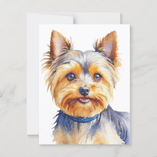 Postal Fluffy Yorkshire Terrier Soft and Gentle Dog Art