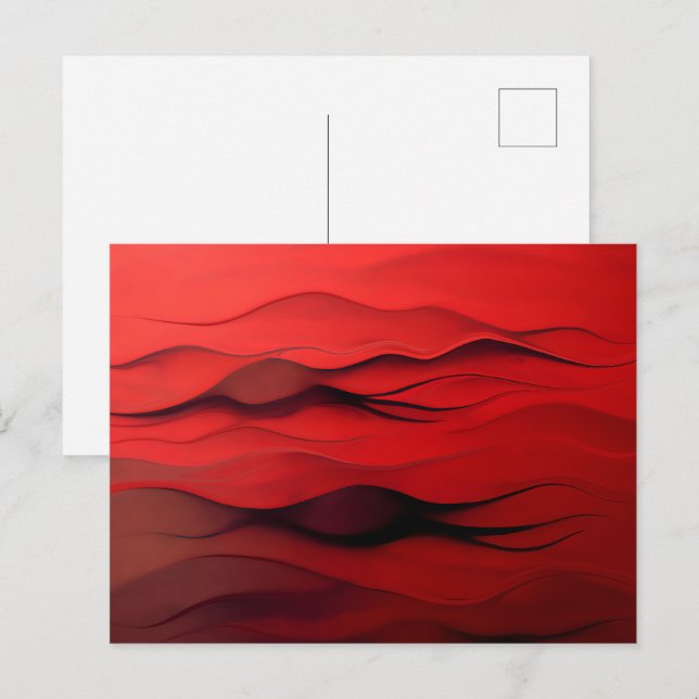 Postal Flujo Carmesí – Ondas Rojas Abstractas de Movimien (Anverso / Reverso)