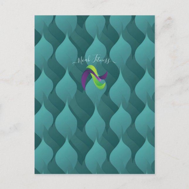 Postal Flujo de Hoja Acuática – Gradiente Teal Energía pa (Anverso)