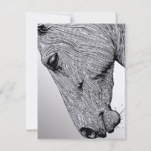 Postal Flujo de la línea artística minimalista del caball