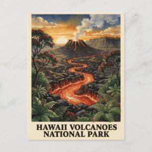 Postal Flujo de lava del Parque Nacional Volcanes de Hawá