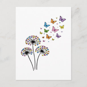 Postal Flujo de mariposas de diente de león