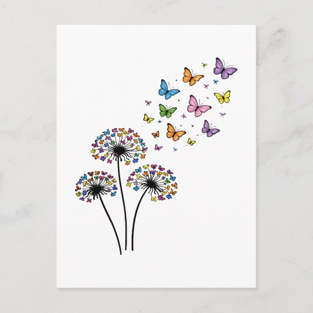 Postal Flujo de mariposas de diente de león (Anverso)
