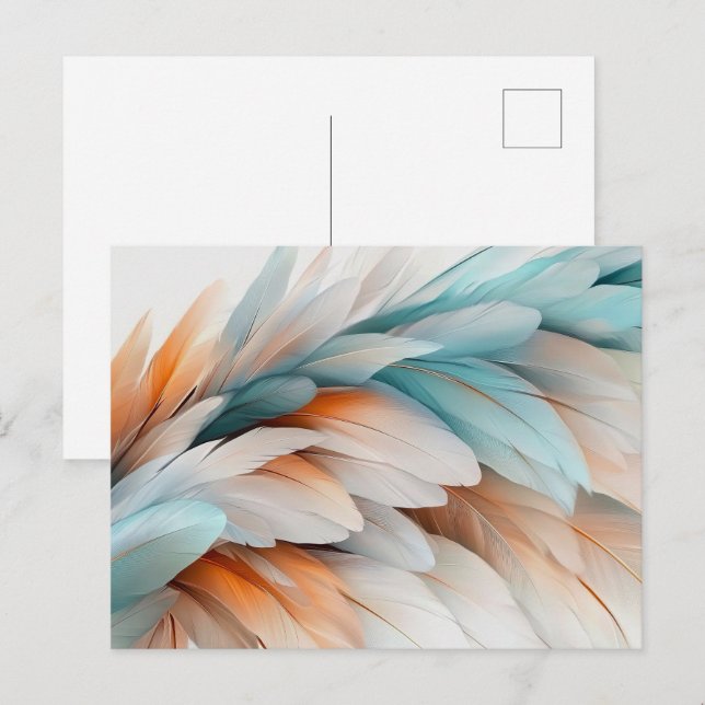 Postal Flujo de pluma abstracto – Elegancia suave (Anverso / Reverso)