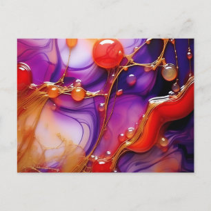 Postal Flujo elegante Resumen de Aceite Purple y Oro