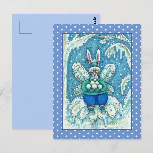 POSTAL FLUTTERBUN WINTER WONDERLAND, FUNNY BUNNY RABBIT (Anverso / Reverso)