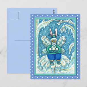 POSTAL FLUTTERBUN WINTER WONDERLAND, FUNNY BUNNY RABBIT