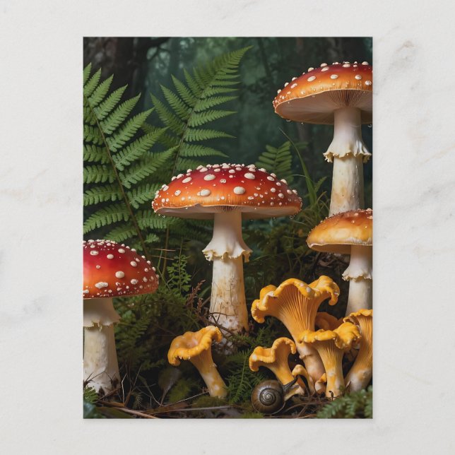 Postal Fly Agaric Mushrooms Forest Botanical (Anverso)