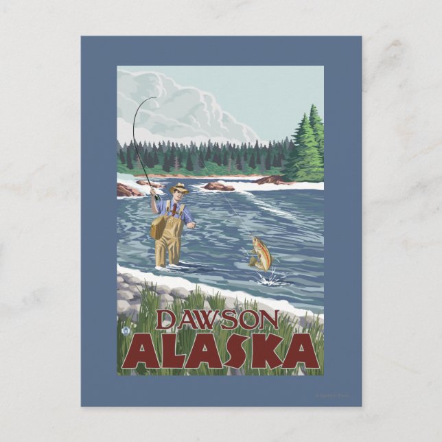 Postal Fly Fisherman - Dawson, Alaska (Anverso)