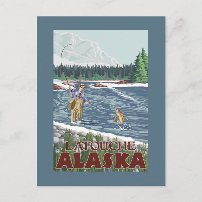 Postal Fly Fisherman - Latouche, Alaska (Anverso)