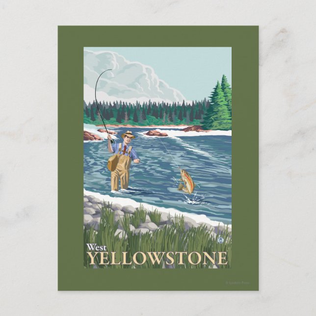 Postal Fly Fisherman - West Yellowstone, Montana (Anverso)