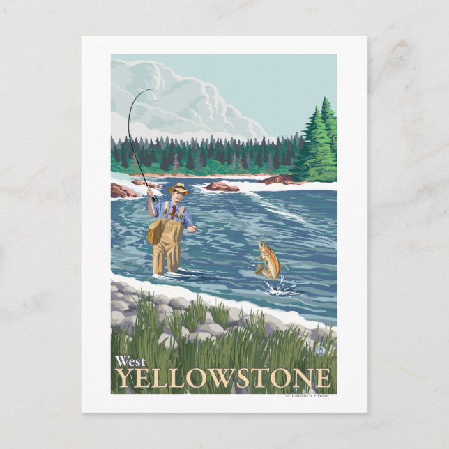 Postal Fly Fisherman - West Yellowstone, Montana (Anverso)