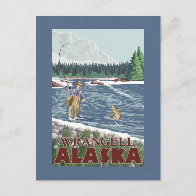 Postal Fly Fisherman - Wrangell, Alaska (Anverso)