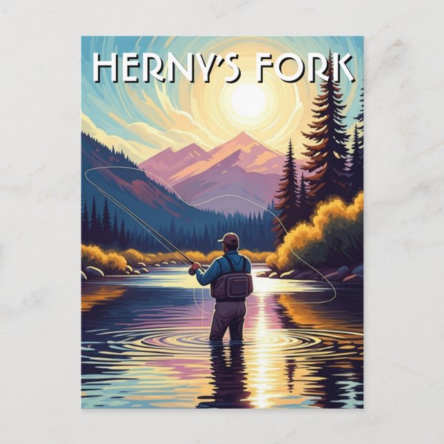 Postal Fly Fishing in Henry's Fork Idaho Postcard (Anverso)
