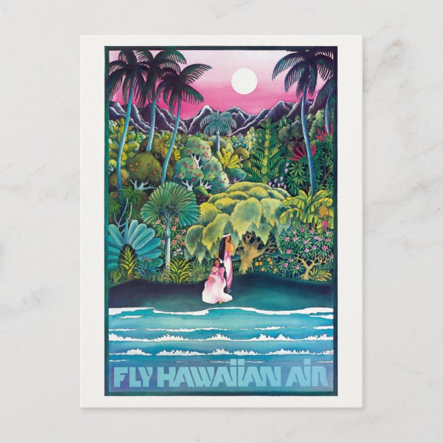 Postal Fly Hawaiian Air Hawaii Vintage Poster (Anverso)