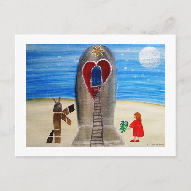 Postal ...Fly Me to The Moon...art by Jutta Gabriel... (Anverso)