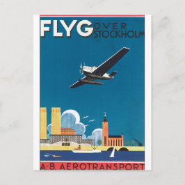 Postal FlyG sobre el Poster de Viajes Vintage de Estocolm