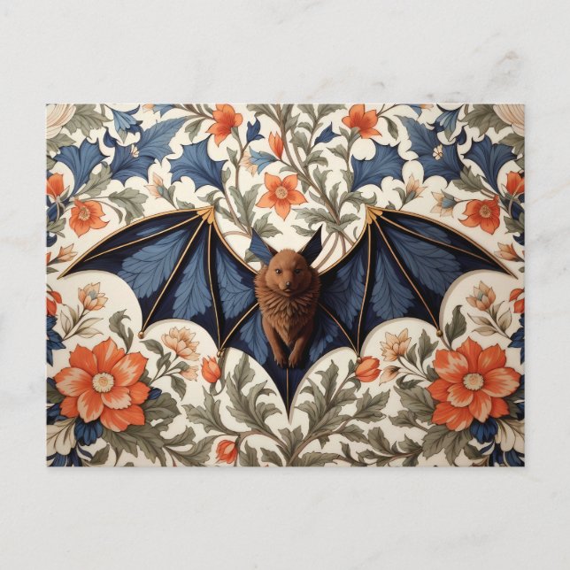 Postal Flying Bat William Morris Inspired Floral (Anverso)