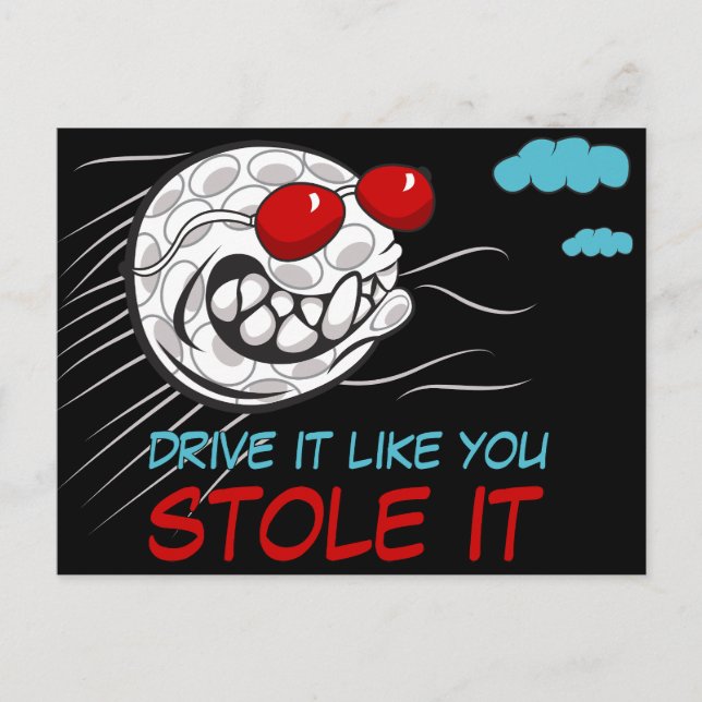 Postal Flying Golf Ball con gafas de sol con una cita div (Anverso)