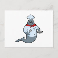 Foca como Cook con Sartén y Espátula