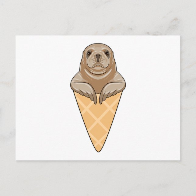 Postal Foca con cono de helado (Anverso)