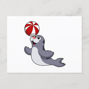Postal Foca con waterpolo