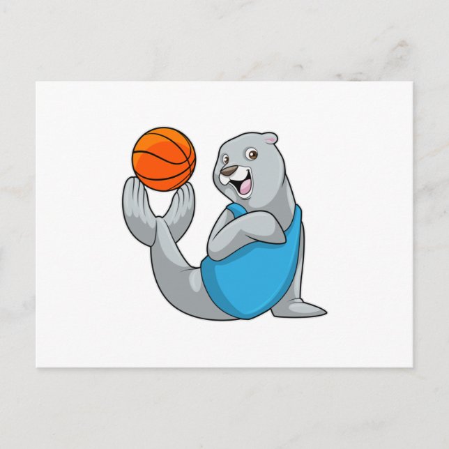 Postal Foca en deportes de baloncesto (Anverso)