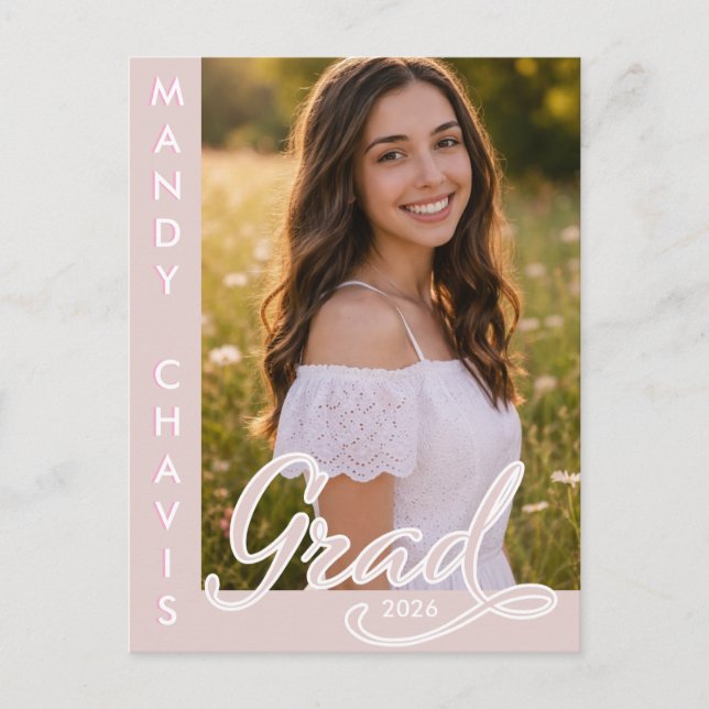 Postal Foil Photo Graduation Announcement and Invitation (Anverso)
